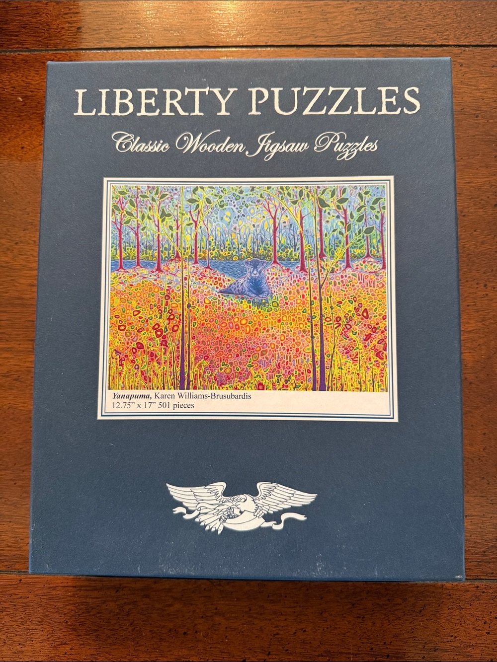 Liberty Puzzles Classic Wooden Jigsaw Puzzle - Blue Box, Multicolor Artwork